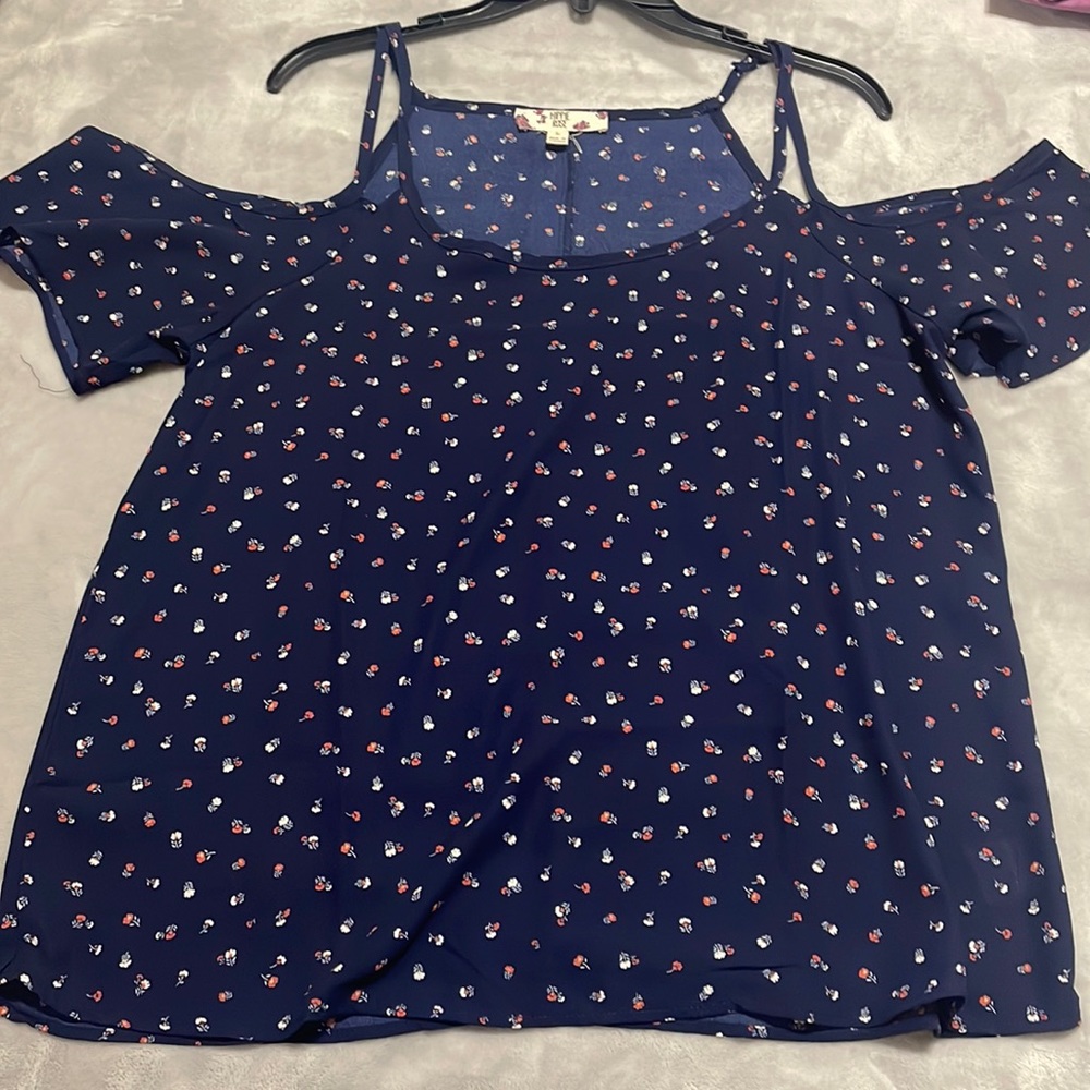 Navy blue floral blouse